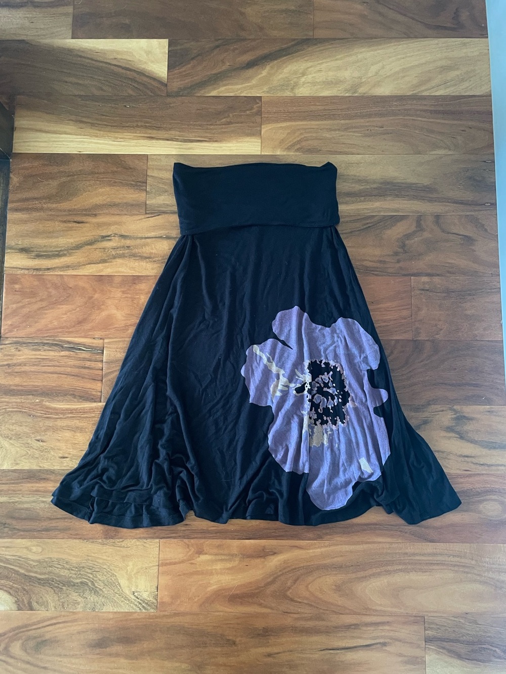 Y2K Ricki's Black Strapless Fold Over Midi Dress